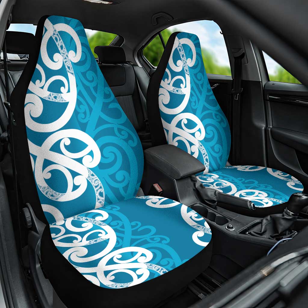 Azure Blue Maori Car Seat Cover Koru Kowhaiwhai - Aussie Hoodie
