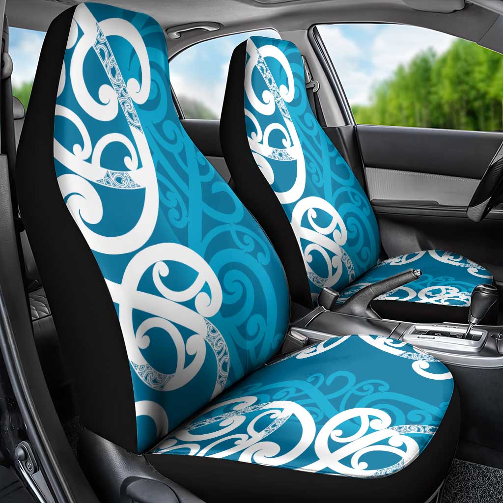 Azure Blue Maori Car Seat Cover Koru Kowhaiwhai - Aussie Hoodie