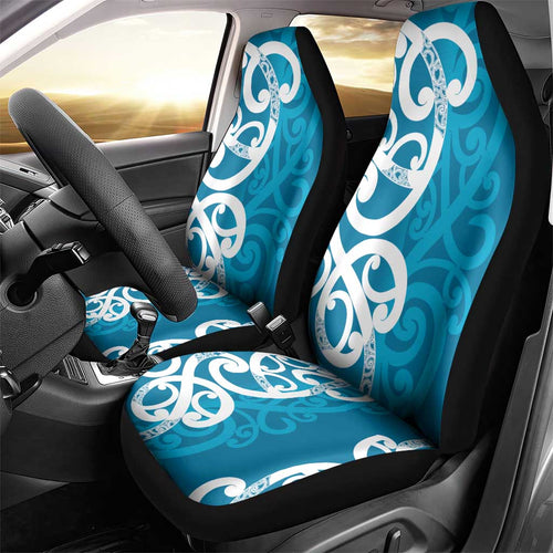 Azure Blue Maori Car Seat Cover Koru Kowhaiwhai - Aussie Hoodie