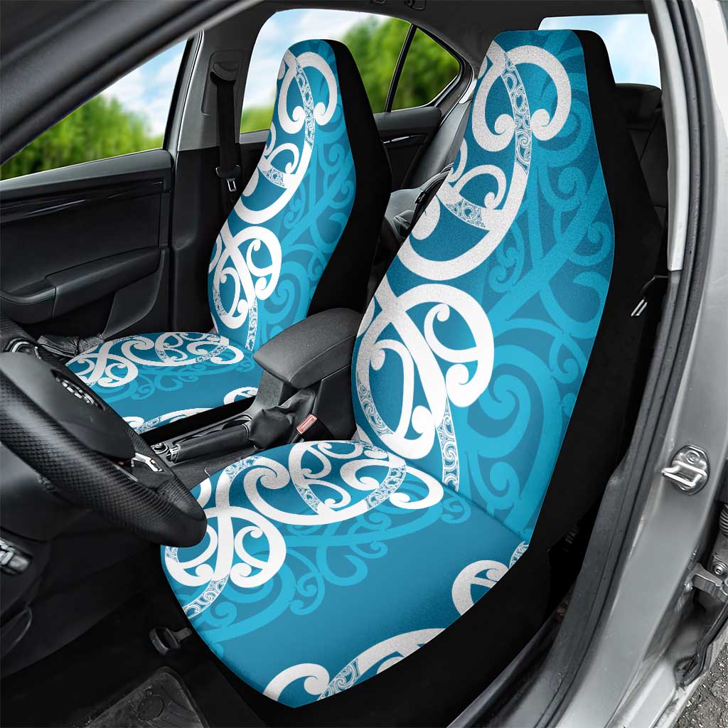 Azure Blue Maori Car Seat Cover Koru Kowhaiwhai - Aussie Hoodie