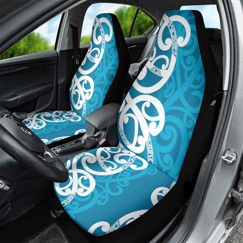 Azure Blue Maori Car Seat Cover Koru Kowhaiwhai - Aussie Hoodie