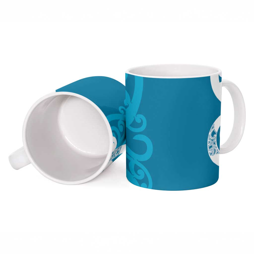 Azure Blue Maori Ceramic Mug Koru Kowhaiwhai - Aussie Hoodie