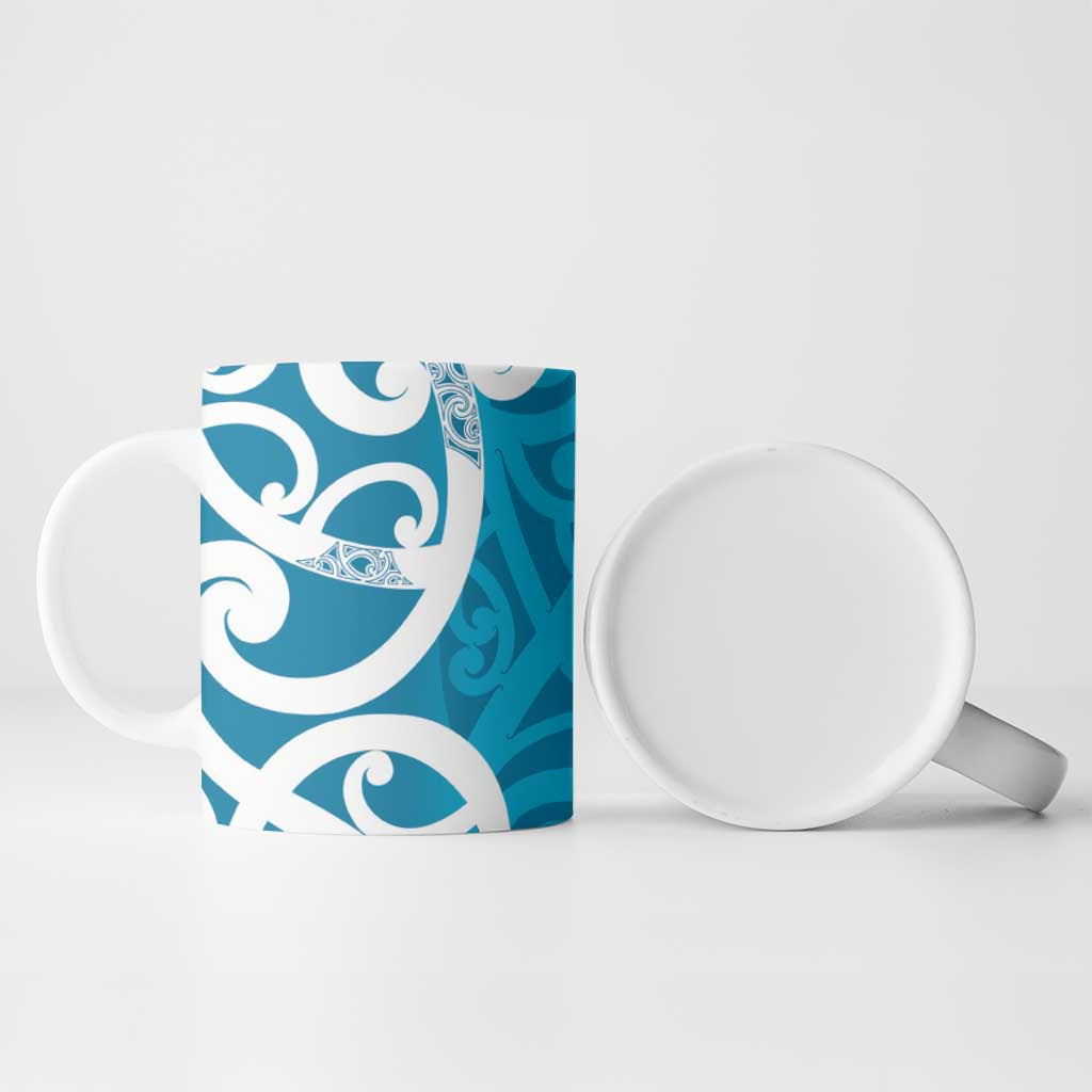 Azure Blue Maori Ceramic Mug Koru Kowhaiwhai - Aussie Hoodie
