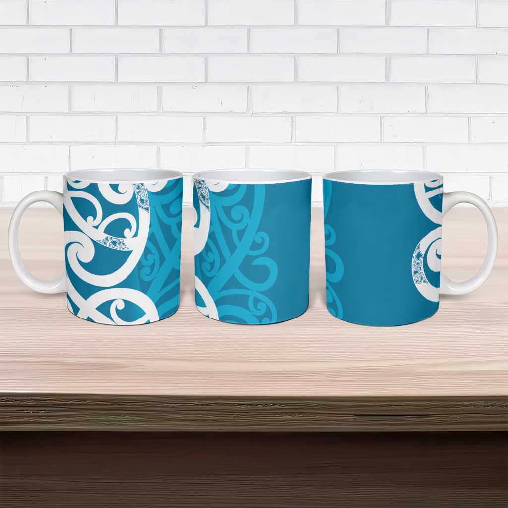 Azure Blue Maori Ceramic Mug Koru Kowhaiwhai - Aussie Hoodie