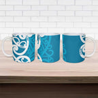 Azure Blue Maori Ceramic Mug Koru Kowhaiwhai - Aussie Hoodie
