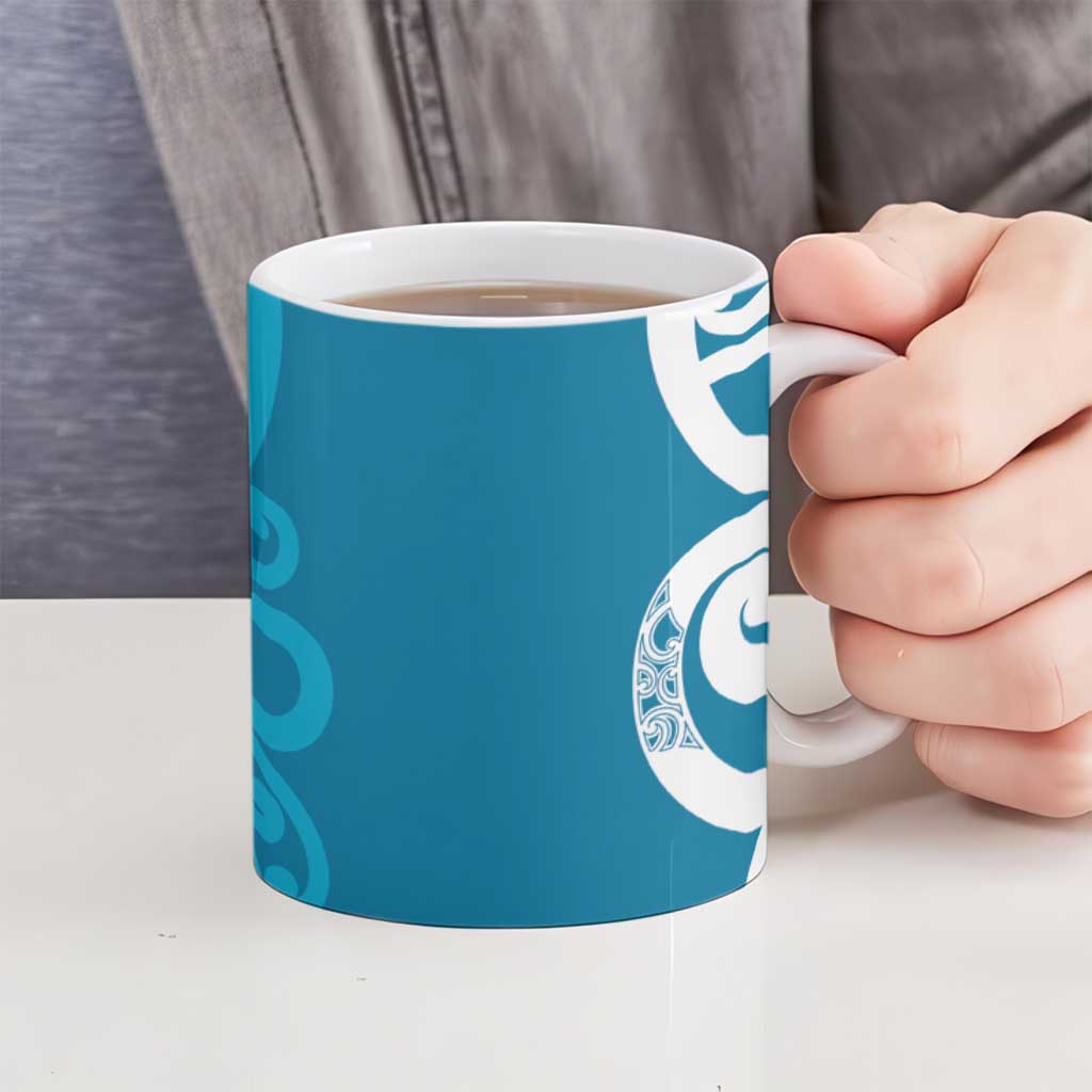 Azure Blue Maori Ceramic Mug Koru Kowhaiwhai - Aussie Hoodie