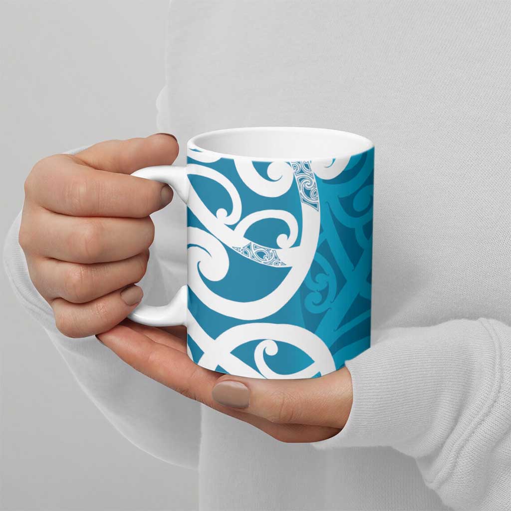 Azure Blue Maori Ceramic Mug Koru Kowhaiwhai - Aussie Hoodie