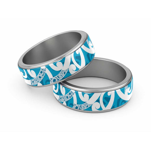 Azure Blue Maori Classic Ring Koru Kowhaiwhai
