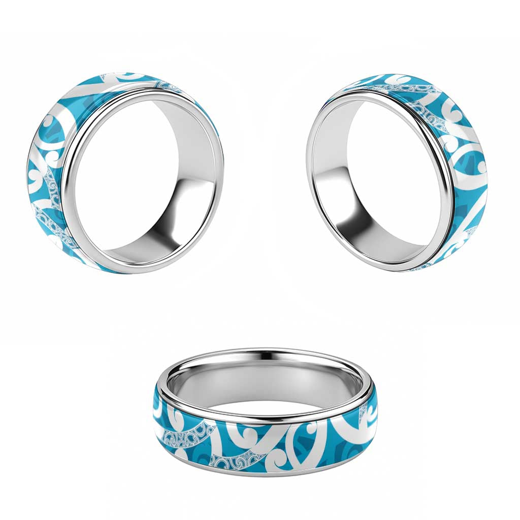 Azure Blue Maori Classic Ring Koru Kowhaiwhai