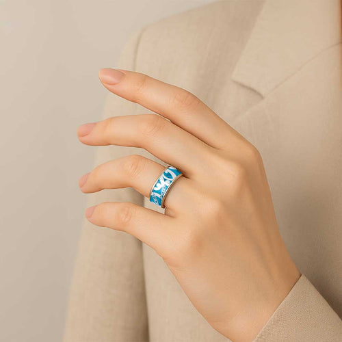 Azure Blue Maori Classic Ring Koru Kowhaiwhai