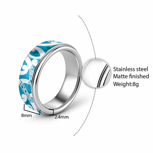 Azure Blue Maori Classic Ring Koru Kowhaiwhai