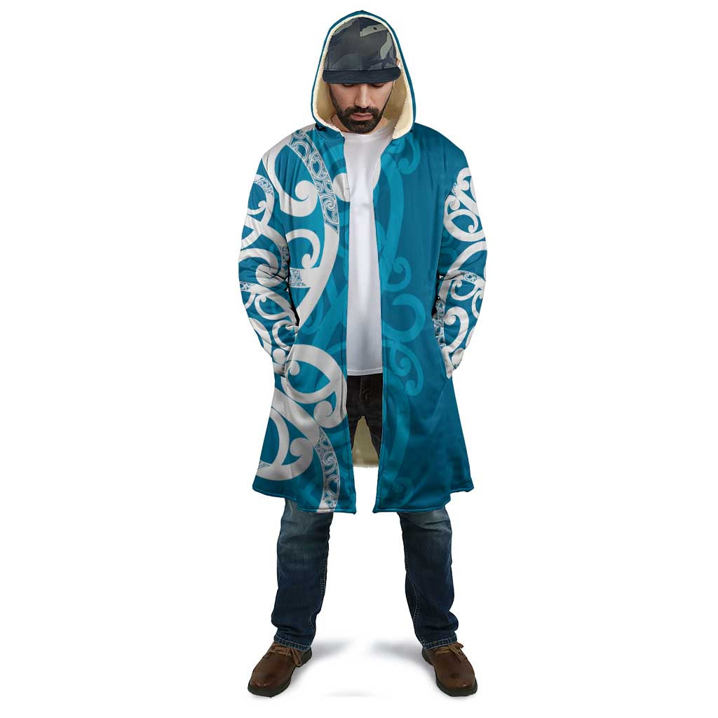 Azure Blue Maori Cloak Koru Kowhaiwhai - Aussie Hoodie