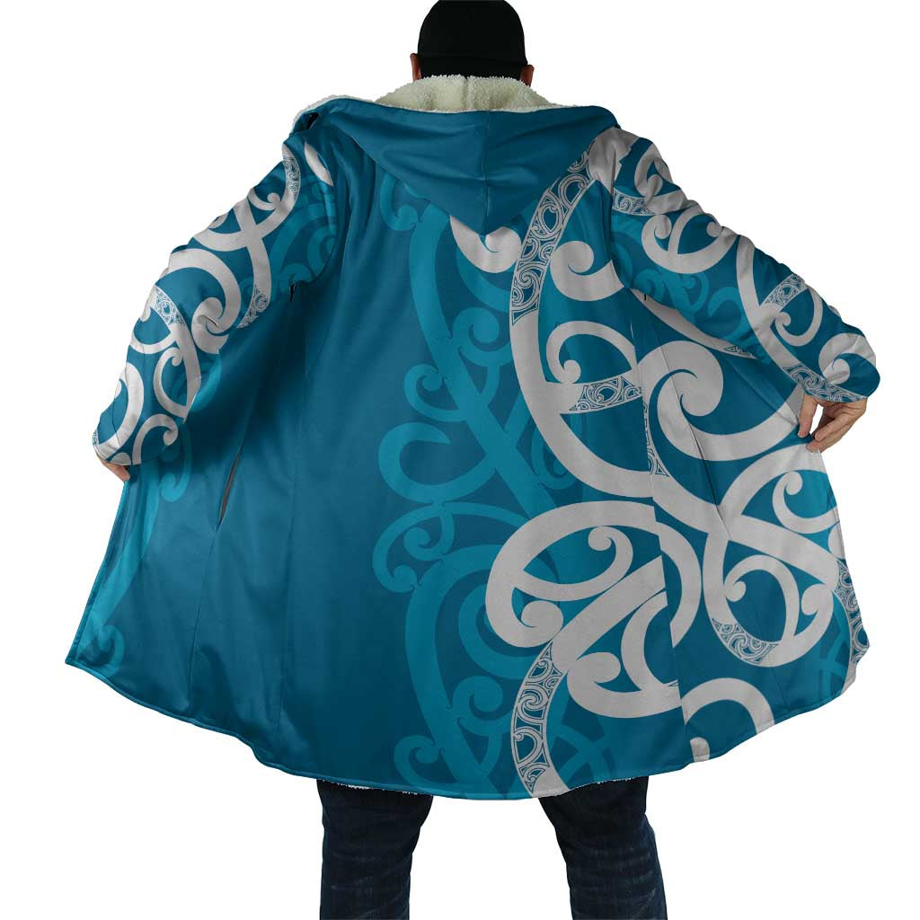 Azure Blue Maori Cloak Koru Kowhaiwhai - Aussie Hoodie