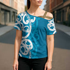 Azure Blue Maori Cross Shoulder Shirt Koru Kowhaiwhai - Aussie Hoodie