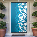 Azure Blue Maori Door Cover Koru Kowhaiwhai - Aussie Hoodie