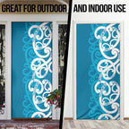 Azure Blue Maori Door Cover Koru Kowhaiwhai - Aussie Hoodie