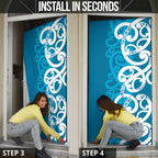 Azure Blue Maori Door Cover Koru Kowhaiwhai - Aussie Hoodie