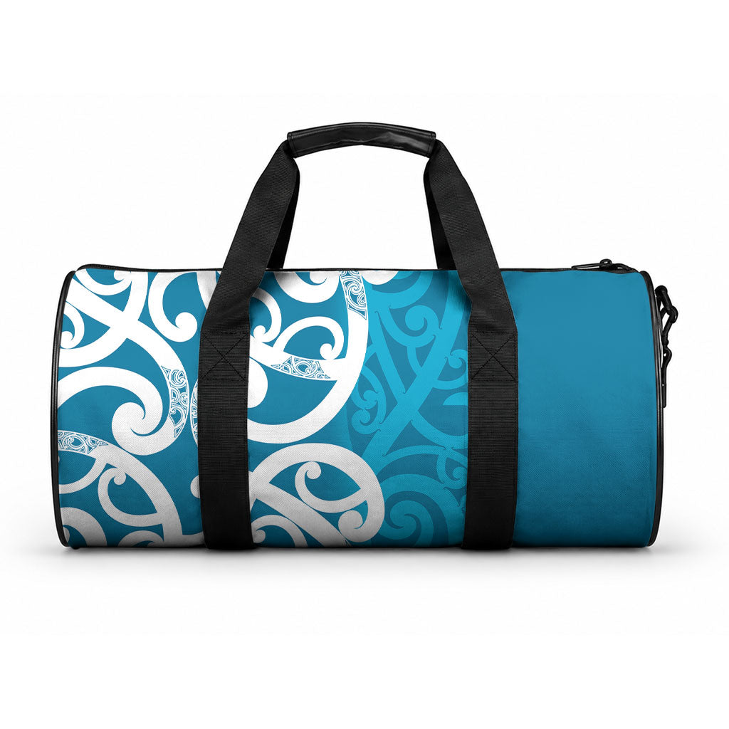 Azure Blue Maori Duffle Bag Koru Kowhaiwhai