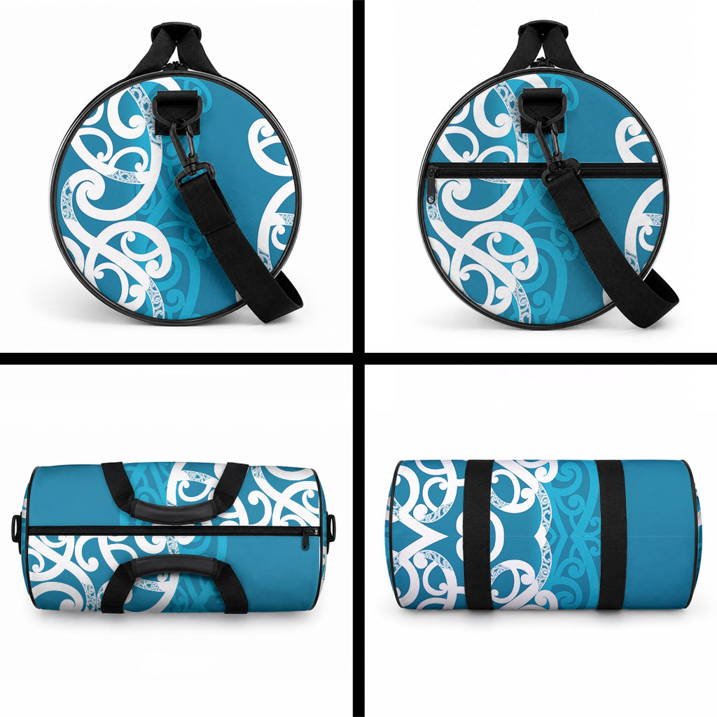 Azure Blue Maori Duffle Bag Koru Kowhaiwhai