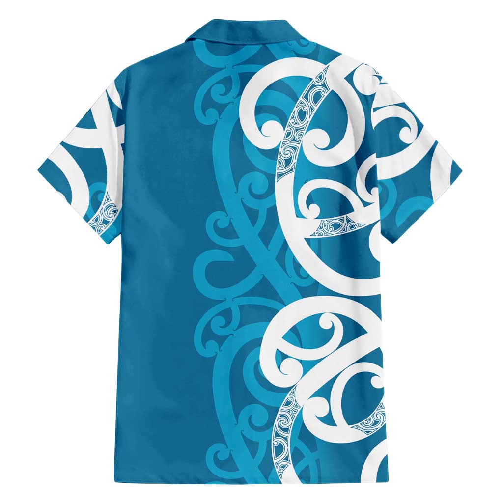 Azure Blue Maori Family Matching Summer Maxi Dress and Hawaiian Shirt Koru Kowhaiwhai - Aussie Hoodie