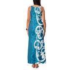Azure Blue Maori Family Matching Tank Maxi Dress and Hawaiian Shirt Koru Kowhaiwhai - Aussie Hoodie