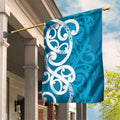 Azure Blue Maori Garden Flag Koru Kowhaiwhai - Aussie Hoodie