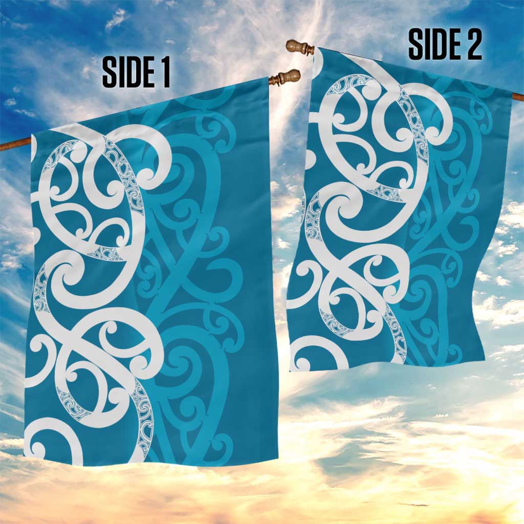 Azure Blue Maori Garden Flag Koru Kowhaiwhai - Aussie Hoodie
