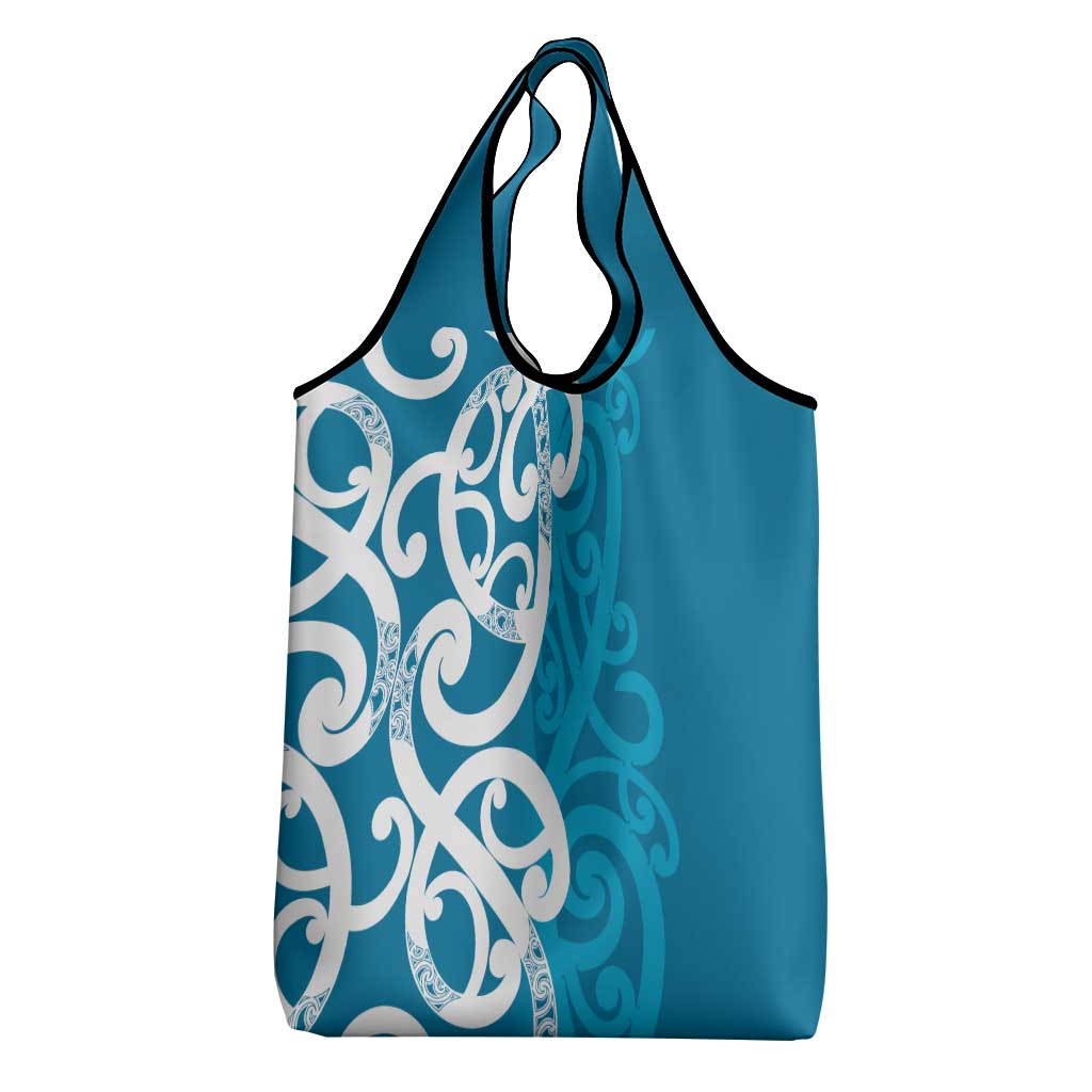 Azure Blue Maori Grocery Bag Koru Kowhaiwhai - Aussie Hoodie