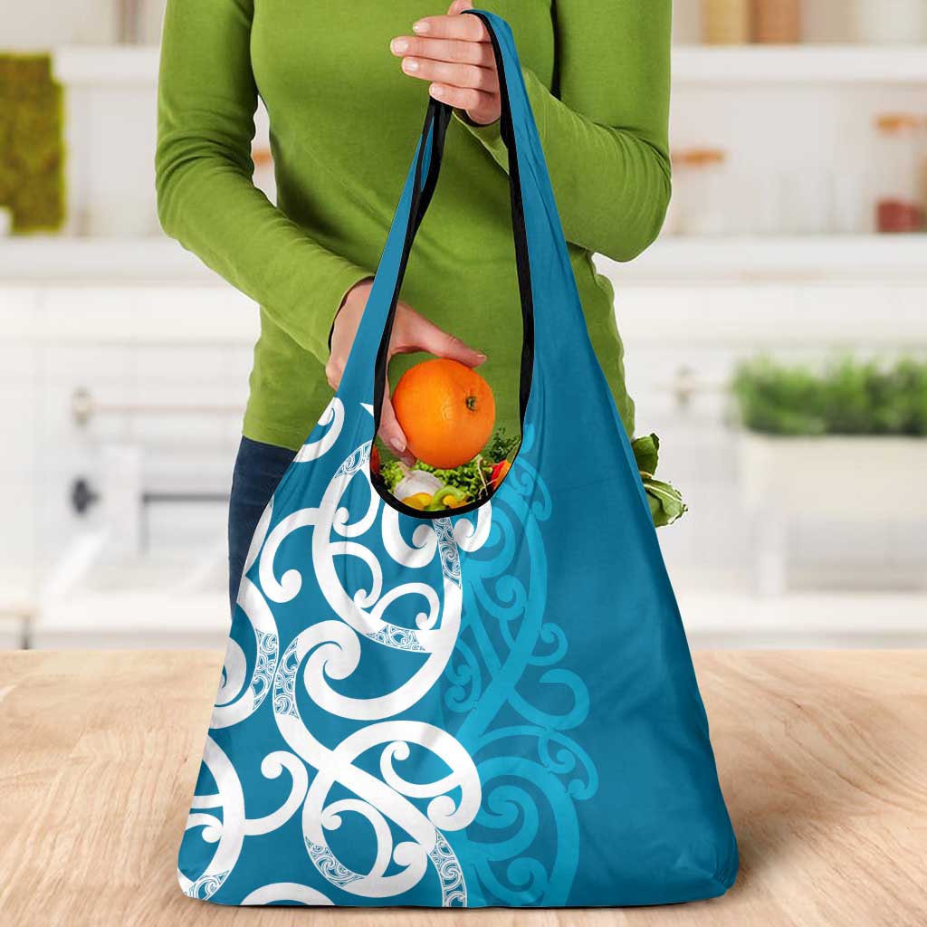 Azure Blue Maori Grocery Bag Koru Kowhaiwhai - Aussie Hoodie