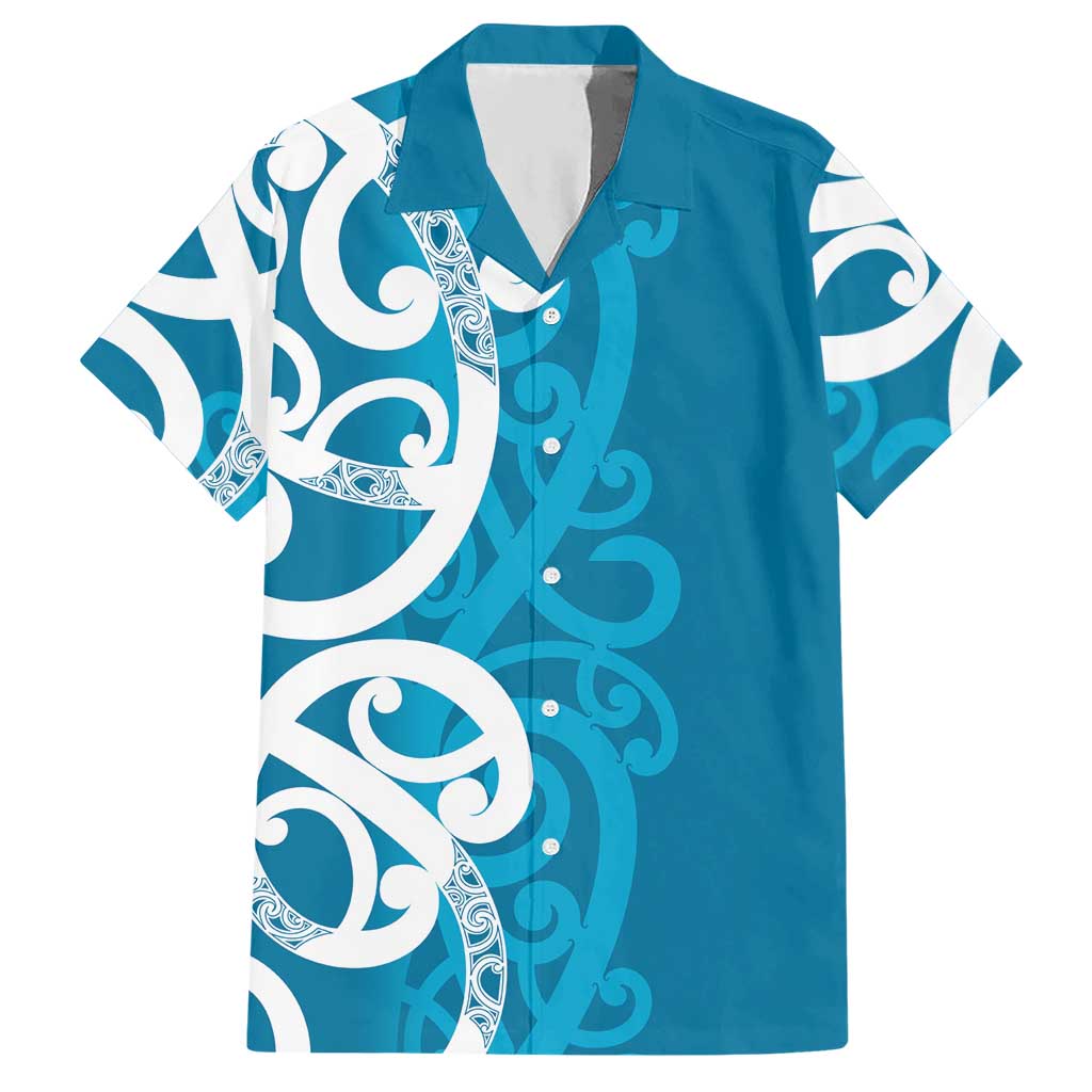 Azure Blue Maori Hawaiian Shirt Koru Kowhaiwhai - Aussie Hoodie