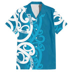Azure Blue Maori Hawaiian Shirt Koru Kowhaiwhai - Aussie Hoodie
