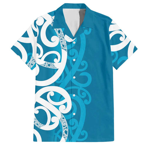 Azure Blue Maori Hawaiian Shirt Koru Kowhaiwhai - Aussie Hoodie