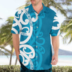 Azure Blue Maori Hawaiian Shirt Koru Kowhaiwhai - Aussie Hoodie