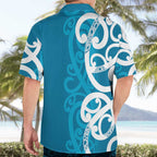 Azure Blue Maori Hawaiian Shirt Koru Kowhaiwhai - Aussie Hoodie