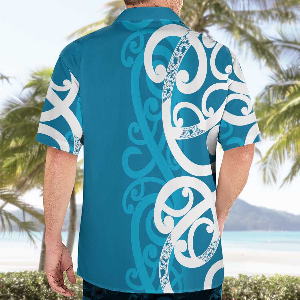 Azure Blue Maori Hawaiian Shirt Koru Kowhaiwhai - Aussie Hoodie