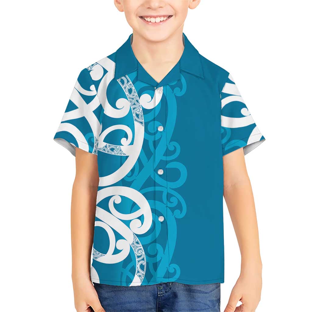 Azure Blue Maori Hawaiian Shirt Koru Kowhaiwhai - Aussie Hoodie