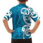 Azure Blue Maori Hawaiian Shirt Koru Kowhaiwhai - Aussie Hoodie