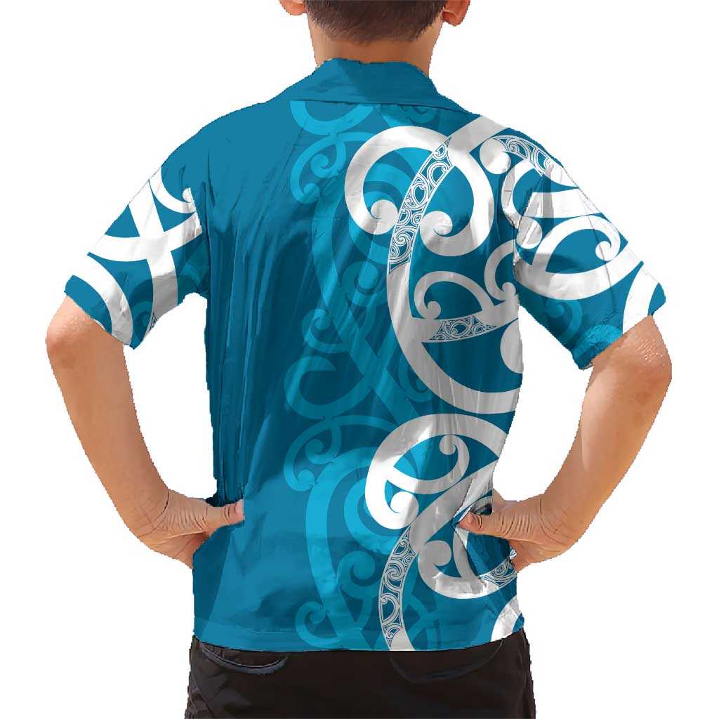 Azure Blue Maori Hawaiian Shirt Koru Kowhaiwhai - Aussie Hoodie