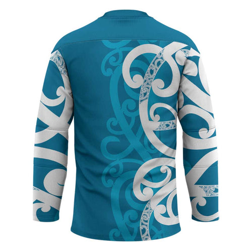 Azure Blue Maori Hockey Jersey Koru Kowhaiwhai - Aussie Hoodie