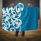 Azure Blue Maori Hooded Blanket Koru Kowhaiwhai - Aussie Hoodie