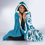 Azure Blue Maori Hooded Blanket Koru Kowhaiwhai - Aussie Hoodie