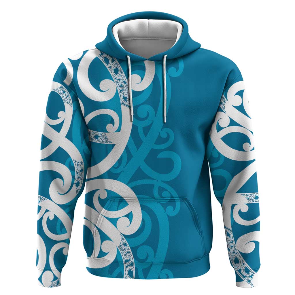Azure Blue Maori Hoodie Koru Kowhaiwhai - Aussie Hoodie