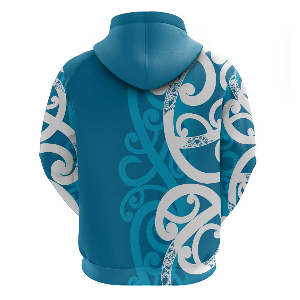 Azure Blue Maori Hoodie Koru Kowhaiwhai - Aussie Hoodie