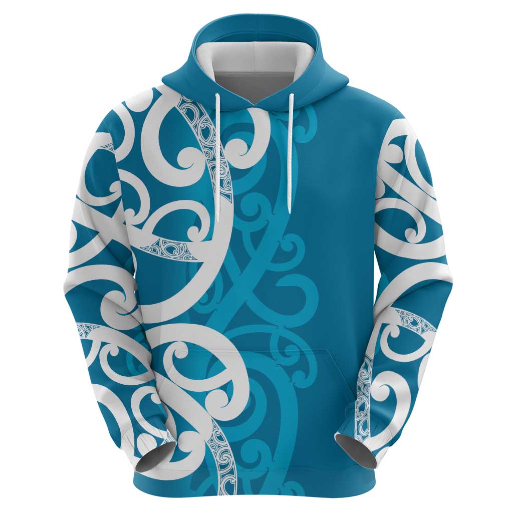 Azure Blue Maori Hoodie Koru Kowhaiwhai - Aussie Hoodie