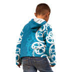 Azure Blue Maori Kid Hoodie Koru Kowhaiwhai - Aussie Hoodie