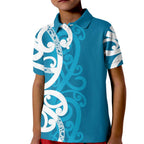 Azure Blue Maori Kid Polo Shirt Koru Kowhaiwhai - Aussie Hoodie