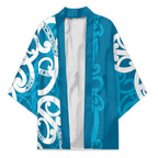 Azure Blue Maori Kimono Koru Kowhaiwhai - Aussie Hoodie