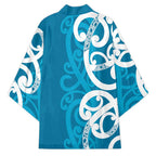 Azure Blue Maori Kimono Koru Kowhaiwhai - Aussie Hoodie