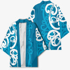 Azure Blue Maori Kimono Koru Kowhaiwhai - Aussie Hoodie