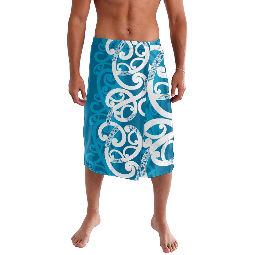 Azure Blue Maori Lavalava Koru Kowhaiwhai - Aussie Hoodie